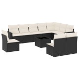 Cumpara ieftin Set canapele de gradina cu perne, 11 piese, negru, poliratan