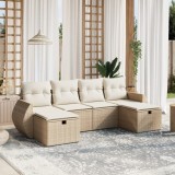vidaXL Set canapele de grădină cu perne, 6 piese, bej, poliratan