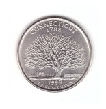 Moneda SUA 25 centi/quarter dollar 1999 D, Connecticut 1788, stare foarte buna, America de Nord, Cupru-Nichel