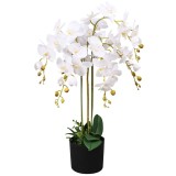 Cumpara ieftin Planta artificiala orhidee cu ghiveci, 75 cm, alb