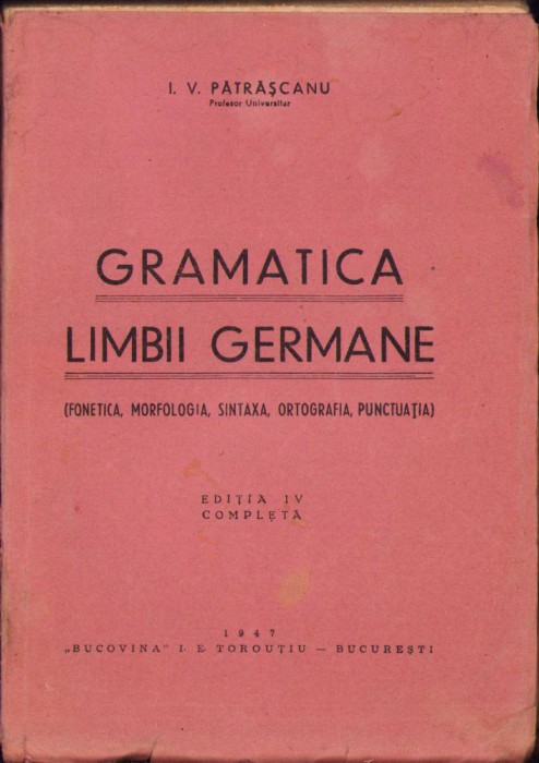 HST C824 Gramatica limbii germane 1947 Pătrășcanu