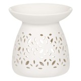 Baza decorativa din ceramica pentru uleiuri aromatice, design perforat, alb, 11x11cm, Oem
