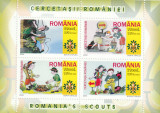 Romania 2005-Organizatii Internationale,Cercetasi,bloc 4 valori,dantelate,MNH