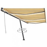 VidaXL Copertină retractabilă manual cu LED, galben și alb, 600x300 cm