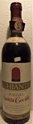 A70 -VIN CHIANTI DOC POGGIO SANTA CECILIA, recoltare 1980 cl 75 gr 12,5 foto