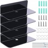 Set 4 rafturi de perete, 23 x 9.5 x 6 cm, acril, negru