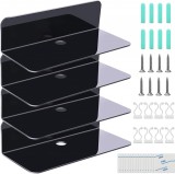 Cumpara ieftin Set 4 rafturi de perete, 23 x 9.5 x 6 cm, acril, negru