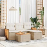VidaXL Set canapele de grădină cu perne, 5 piese, bej, poliratan 3259993
