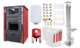 Pachet incalzire si apa calda 3 camere Termosemineu FORNELLO AVANOS 32 kw Red pe combustibil solid lemn,carbune,bricheti , cos inox, boiler termoelect