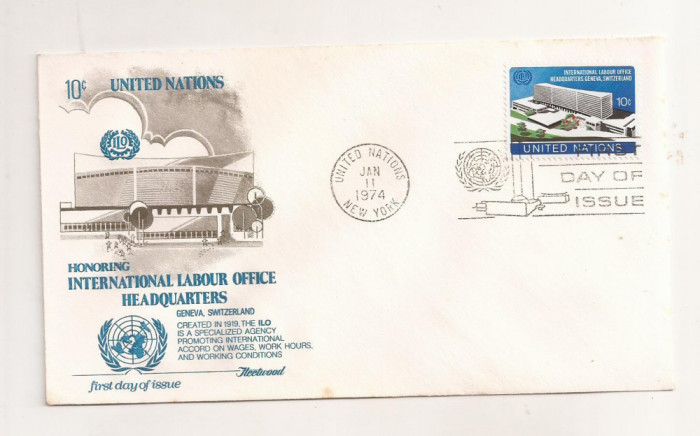 P7 FDC SUA- Int. Labour office headquarters -First day of Issue, necirc. 1974