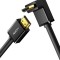 CABLU video Ugreen, &quot;HD103&quot; HDMI (T) la HDMI (T) 4K la 30Hz, unghi 90 grade la un cap, lungime 2m, conectori auriti, negru &quot;10173&quot; (timbru verde 0.08