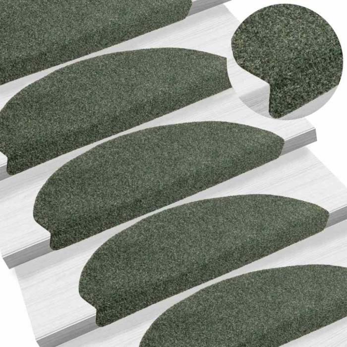 vidaXL Covorașe autoadezive pentru scări, 10 buc., 65x21x4 cm, verde, semirotunde, mari