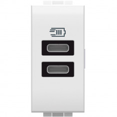 Priza USB 1M Tip C alimentare dubla 5V 3000mA Living Light Bticino alb N4191CC