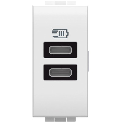 Priza USB 1M Tip C alimentare dubla 5V 3000mA Living Light Bticino alb N4191CC foto