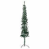 VidaXL Jumătate brad de Crăciun subțire cu suport, verde, 150 cm