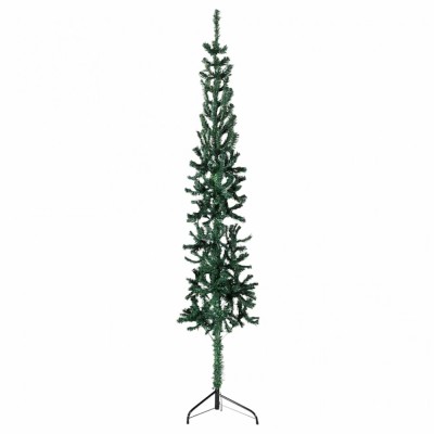vidaXL Jumătate brad de Crăciun subțire cu suport, verde, 150 cm 344600 foto