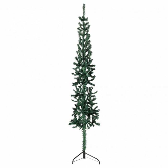 vidaXL Jumătate brad de Crăciun subțire cu suport, verde, 150 cm 344600