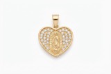 Medalion din Argint 925 Placat cu Aur ,Sacred Heart Virgin Mary cu Zirconiu