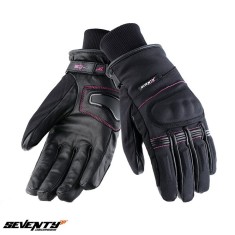 Manusi femei pentru scuter - motocicleta iarna Seventy model SD-C31 negru/roz &ndash; WinterTex &ndash; degete tactile S (7 cm)