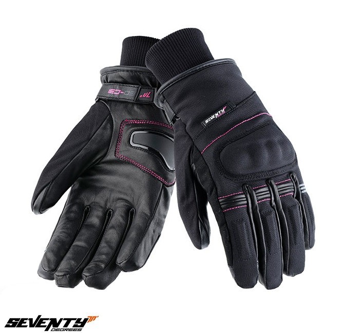 Manusi femei pentru scuter - motocicleta iarna Seventy model SD-C31 negru/roz &ndash; WinterTex &ndash; degete tactile M (8 cm)