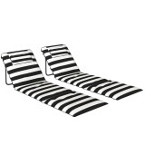 Outsunny Set de 2 șezlonguri de plajă cu tetieră căptușită, din metal și material Oxford, 150x50x2 cm, Gri și Alb | Aosom Romania