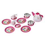 Set de joaca metalic pentru ceai, 13 piese, Roz, CMCLASS