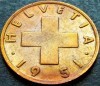 Moneda istorica 1 RAPPEN - ELVETIA, anul 1951 * cod 005 C, Europa