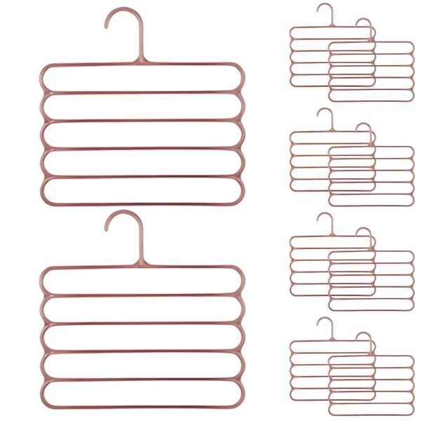 Set 10 Umerase din Plastic, cu 5 Pozitii, Pentru Pantaloni, Fuste sau Cravate, 31 x 31 cm, Maro