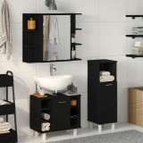 VidaXL Set de mobilă pentru baie 3 piese din lemn ingineresc stejar negru