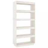 Cumpara ieftin Biblioteca/Separator camera, alb, 80x35x167 cm, lemn masiv pin