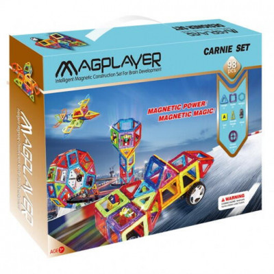 Joc de constructie magnetic - 98 piese PlayLearn Toys foto