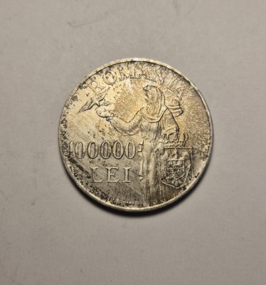 100000 lei 1946 UNC Patina foto