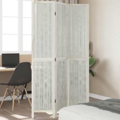 vidaXL Paravan cameră 3 panouri, alb, lemn masiv paulownia 358671