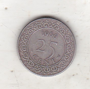 bnk mnd Surinam 25 centi 1966 foto