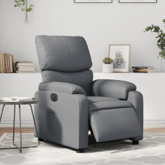 vidaXL Fotoliu rabatabil electric, gri, piele ecologică