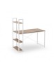 Birou cu rafturi HM Narvik B1, industrial, cadru metalic, PAL melaminat, 120x64x120 cm, stejar sonoma - alb