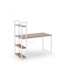 Birou cu rafturi HM Narvik B1, industrial, cadru metalic, PAL melaminat, 120x64x120 cm, stejar sonoma - alb