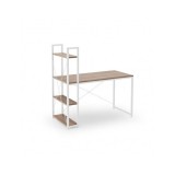 Birou cu rafturi HM Narvik B1, industrial, cadru metalic, PAL melaminat, 120x64x120 cm, stejar sonoma - alb