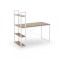 Birou cu rafturi HM Narvik B1, industrial, cadru metalic, PAL melaminat, 120x64x120 cm, stejar sonoma - alb