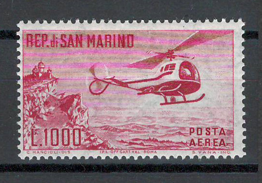 San Marino 1961 Mi 696 - Elicopter, Aviatie, posta aeriana