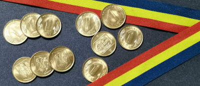 SV * Romania 1 LEU 1993 * BNR * AUNC ++ cu luciu monetar, din fasic &amp;quot;spart&amp;quot; foto