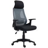 HOMCOM Scaun Ergonomic de Birou cu Suport Lombar, Tetieră și &Icirc;nălțime Reglabilă, 66x58x115-123 cm, Negru | Aosom Romania
