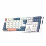 Tastatura Gaming Mecanica Redragon Trundle, Cu fir, iluminare RGB, Red Switch, Layout US (Alb/Albastru)