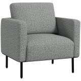 HOMCOM Fotoliu de salon fotoliu din material textil 1 loc acoperire aspect lin picioare din oțel 79 x 76 x 65 cm gri negru | Aosom Romania