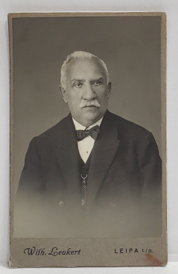 FOTOGRAFIE C.D.V. , STUDIO WILHELM LENKERT , LEIPA , BARBAT CU PAPION , INCEPUTUL SEC. XX foto