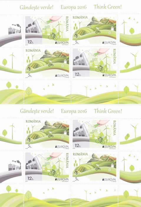 GANDESTE VERDE,EUROPA BLOC 2016,MODEL 1,2 MNH,ROMANIA.2016,Lp.2183d,MNH,ROMANIA