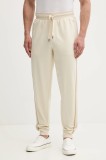 BOSS pantaloni de trening din bumbac culoarea bej, cu imprimeu, 50550613