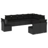 Set canapele de gradina cu perne, 10 piese, negru, poliratan