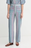 Hoss Intropia pantaloni femei, culoarea turcoaz, drept, high waist, 6549017