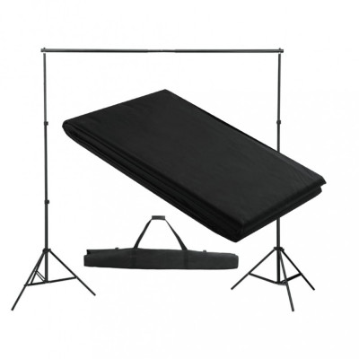 vidaXL Sistem de suport fundal, 300 x 300 cm, negru foto